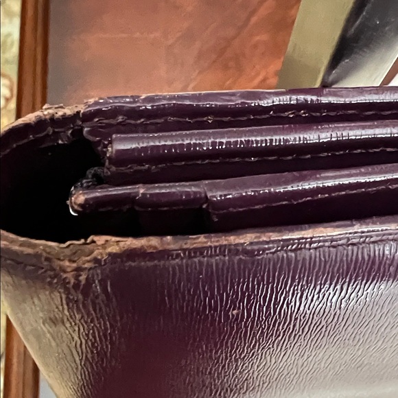 Givenchy Plum Leather Continental Wallet with Silver-Tone Logo GUC - Picture 16 of 17